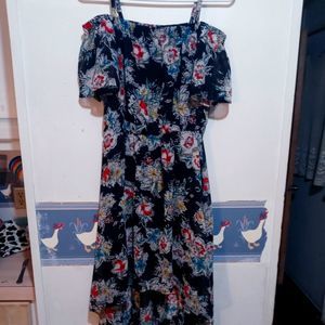 Maxi Floral Off The Shoulder or Strapless Flowy Lined Hi-low Dress